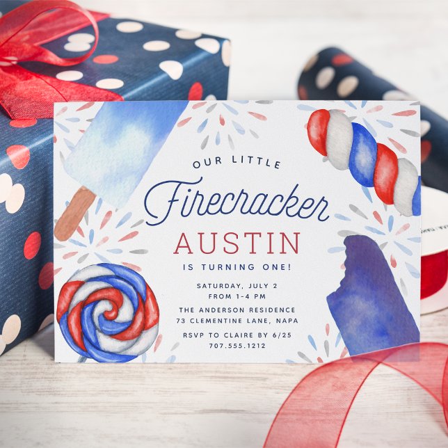 Invitation Little Firecracker | Summer Kids Birthday Party (Créateur téléchargé)