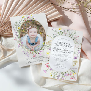 Invitation Little Fleur sauvage Boho Floral fête d'anniversai