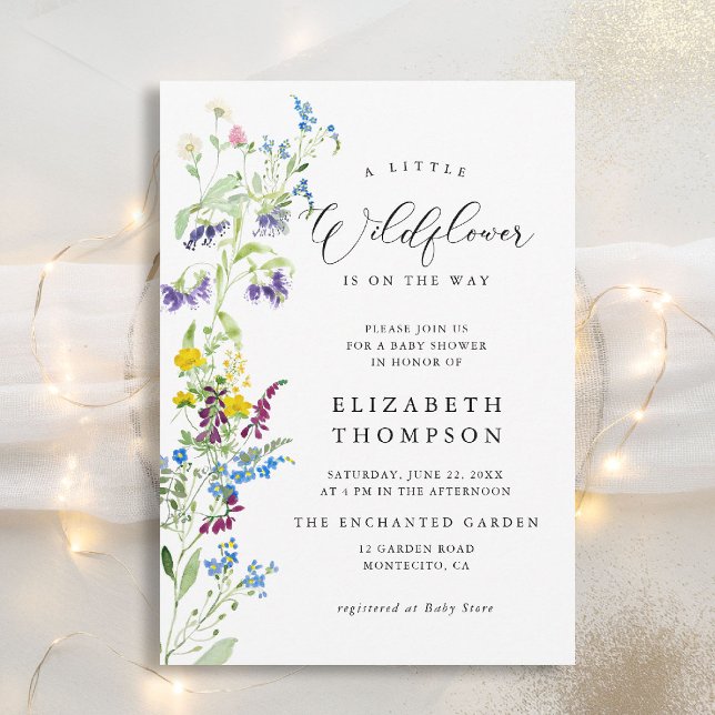 Invitation Little Fleur sauvage Garden Chic Girl Baby shower (wildflowers baby shower invitation little garden elegant watercolor modern calligraphy backyard)