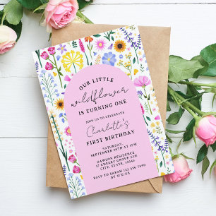 Invitation Little Fleur sauvage Printemps 1er anniversaire Ga