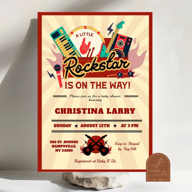 Invitation Little Garçon Rockstar Baby Shower (Créateur téléchargé)