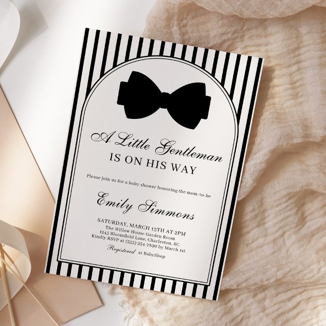 Invitation Little Gentleman Bow Tie Baby Shower (Créateur téléchargé)
