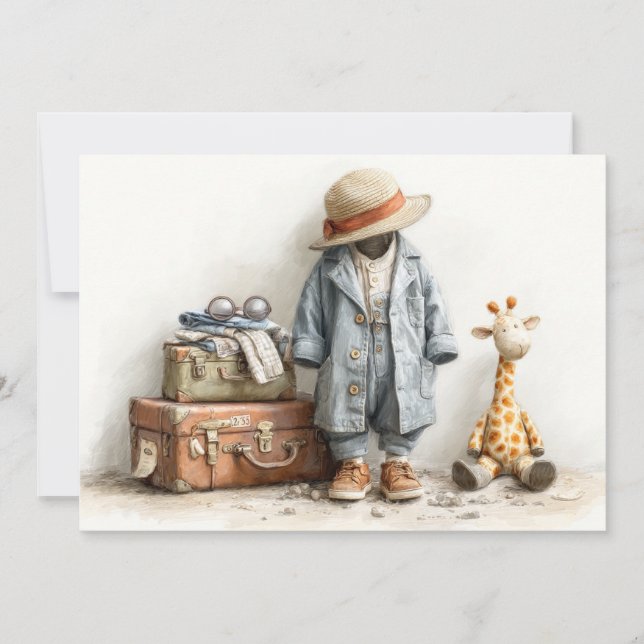 Invitation Little Globetrotter – Aventure pour le 1er anniver (Devant)