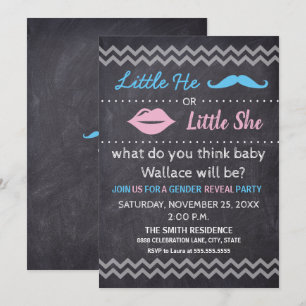 Invitation Little He Little She Lifts Mustache Genre révéler