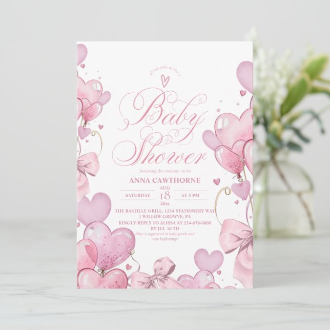 Invitation Little Heart baby shower (Debout devant)
