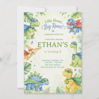 Invitation Little Heroes Big Roars Dinosaur Birthday