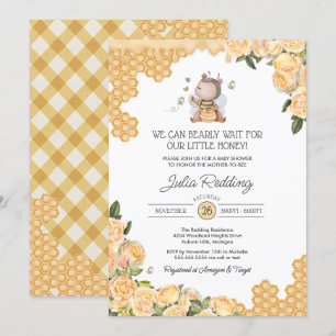 Invitation Little Honey Bear & Bee Yellow Floral Baby shower