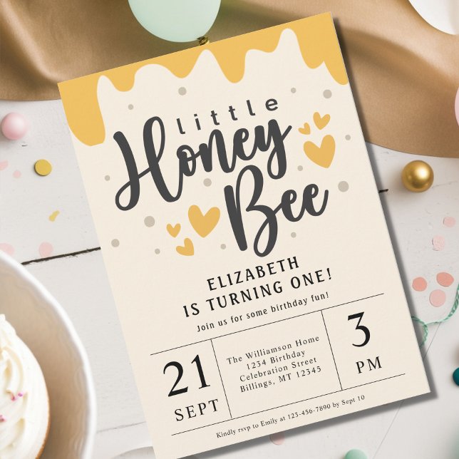 Invitation Little Honey Bee 1ère fête d'anniversaire (Créateur téléchargé)