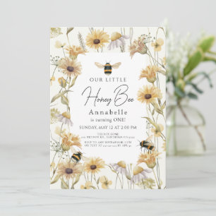 Invitation Little Honey Bee Chamomile & Daisy 1er Anniversair