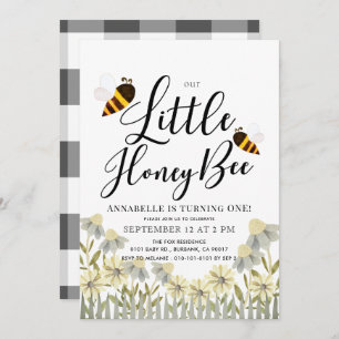 Invitation Little Honey Bee Daisy 1er anniversaire