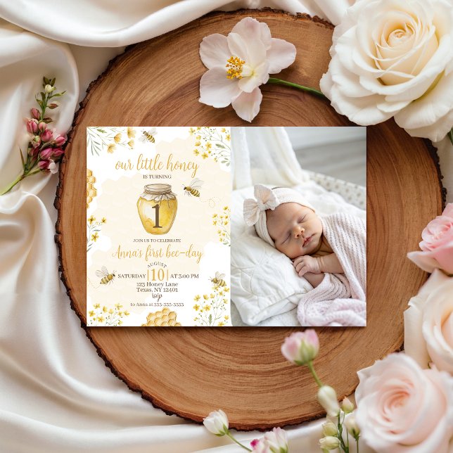Invitation Little Honey Photo 1st Birthday Invite (Créateur téléchargé)