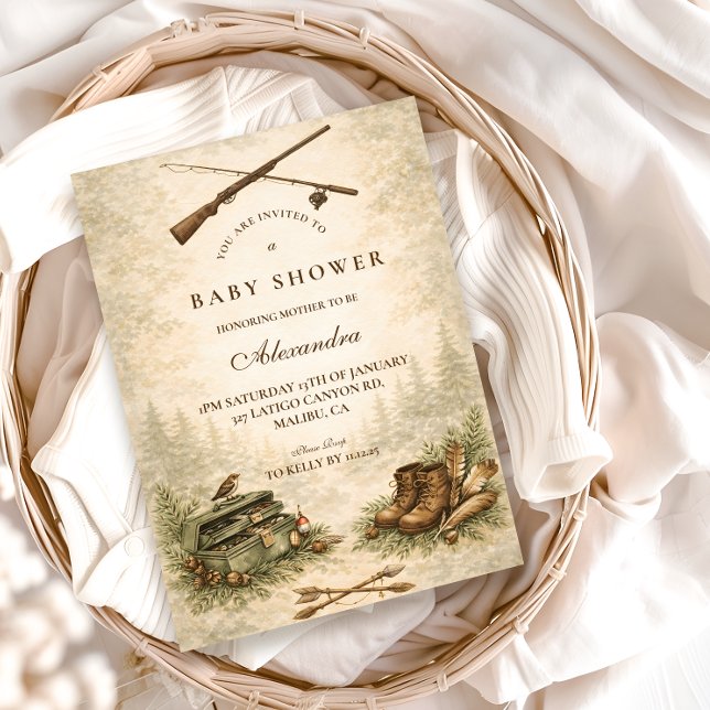 Invitation Little Hunter Woodland Adventure Baby Shower (Créateur téléchargé)