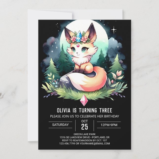 Invitation Little Imaginaire Fox Anniversaire numérique (Devant)