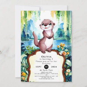 Invitation Little Joyful Otter Anniversaire