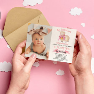 Invitation Little Lamb 1ère fête d'anniversaire Photo