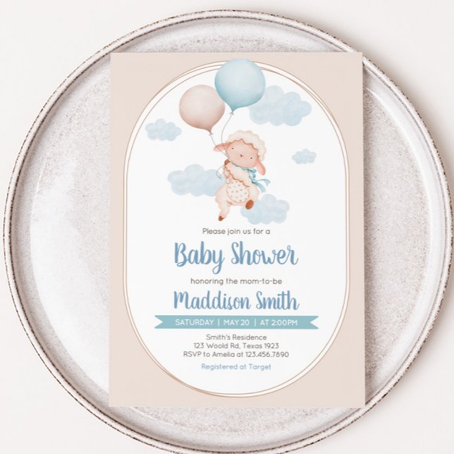 Invitation Little Lamb Baby Shower (Lamb Baby Shower Invitation)