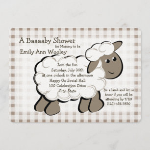 Invitation Little Lamb En vichy Baby shower