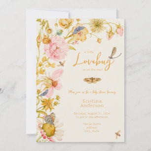 Invitation Little Log Baby shower Boho de papillon