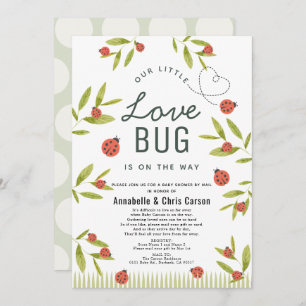 Invitation Little Log Baby shower Ladybug par courrier
