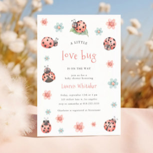 Invitation Little Love Bug Est En Chemin Fille Baby shower