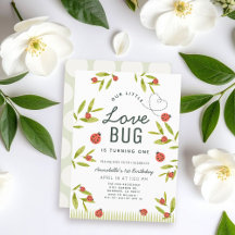 Little Love Bug Ladybug Girl 1er anniversaire Invi