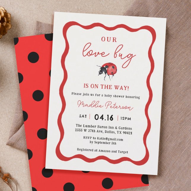 Invitation Little Love Bug Ladybug Girl Baby shower (Créateur téléchargé)