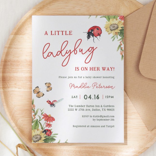 Invitation Little Love Bug Ladybug Girl Baby shower (Créateur téléchargé)