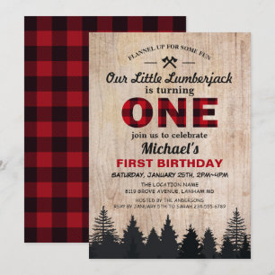 Invitation Little Lumberjack 1ère fête d'anniversaire