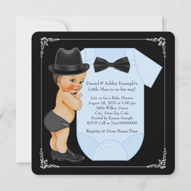 Invitation Little Man Baby shower (Devant)