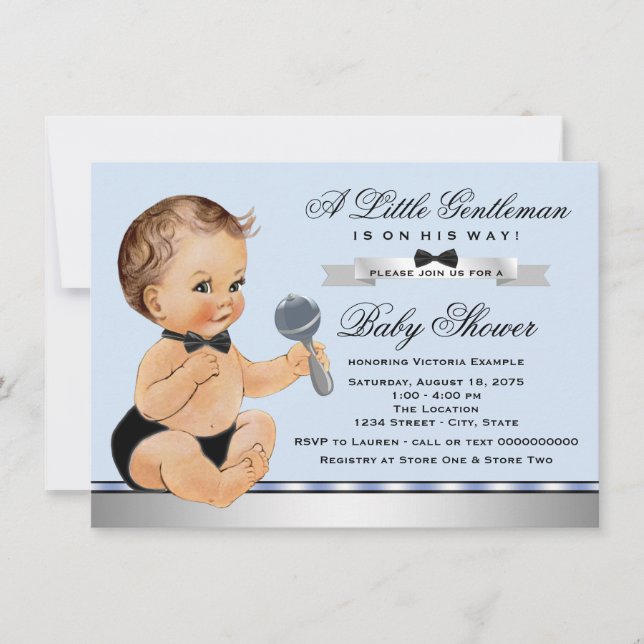 Invitation Little Man Baby shower (Devant)