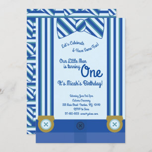 Invitation Little Man Boy 1er Anniversaire Mignonnes Invitati