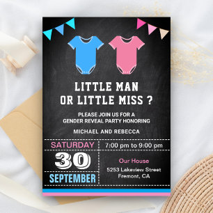 Invitation Little Man ou Little Miss Genre Revevela Party