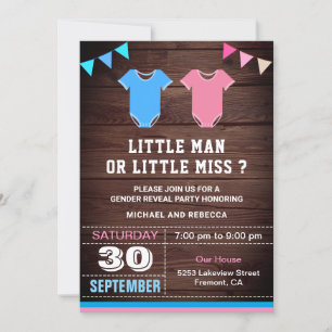 Invitation Little Man ou Little Miss Genre Revevela Party