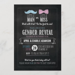 Invitation Little Man ou Little Miss ? Révélation de genre