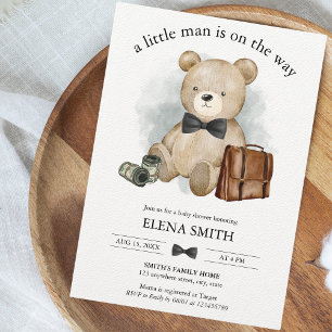 Invitation Little Man Way Teddy Bear Tux Bow Cravate Baby sho