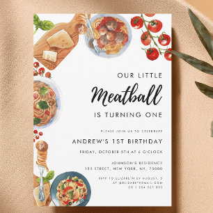 Invitation Little Meatball Italien Nourriture 1er Anniversair