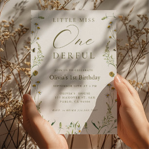 Invitation Little Miss Onederful 1er Fleur sauvage d'annivers