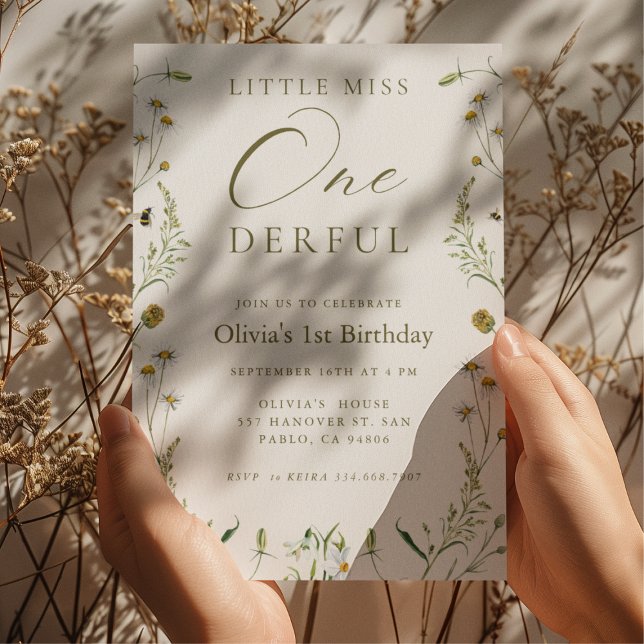 Invitation Little Miss Onederful 1er Fleur sauvage d'annivers (Créateur téléchargé)