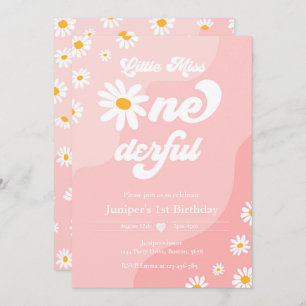 Invitation Little Miss ONEderful 1st Birthday Boho Daisy