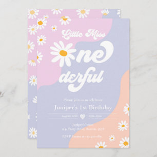 Invitation Little Miss ONEderful 1st Birthday Boho Daisy
