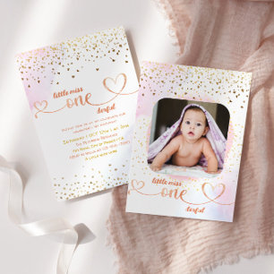 Invitation Little Miss Onederful avec cadre photo