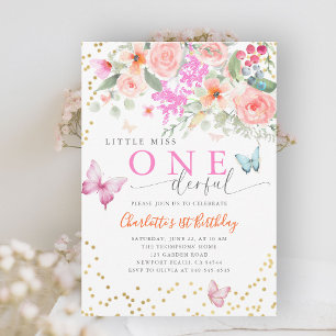 Invitation Little Miss Onederful Butterfly Girl 1er anniversa