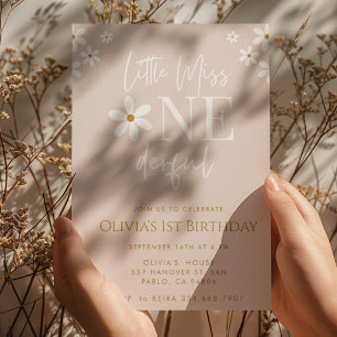 Invitation Little Miss ONEderful Daisy Flowers 1er anniversai