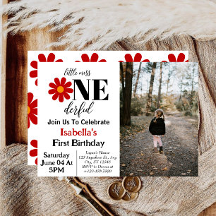 Invitation Little Miss Onederful Girl 1er Anniversaire Photo
