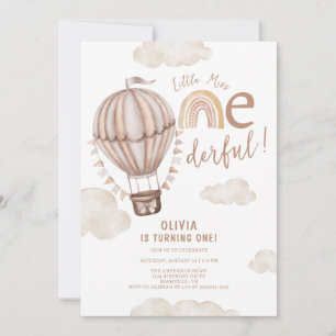 Invitation Little Miss ONEderful Hot Air Balloon 1er annivers