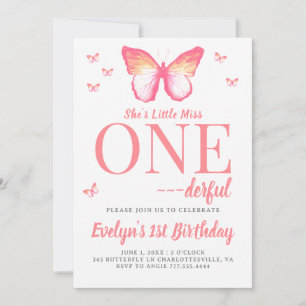 Invitation Little Miss Onederful Pink Boho 1er anniversaire