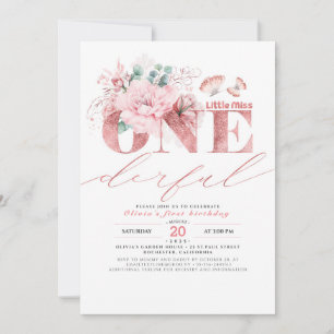 Invitation Little Miss ONEderful Rose Gold 1er anniversaire I