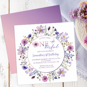 Invitation Little Miss Onedering Fleur sauvage Premier annive