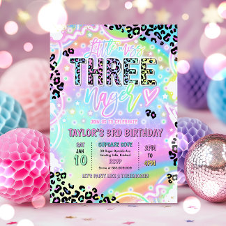 Invitation Little Miss Threenage Rainbow Leopard 3rd Birthday