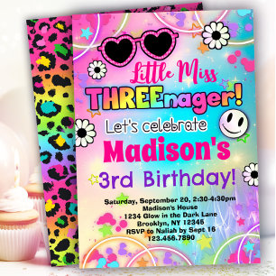 Invitation Little Miss Threenager 3e anniversaire